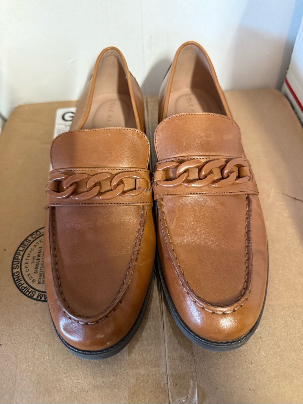 $150 Cole Haan Womens Stassi Chain Loafer Leather  Brown Size 10.5 B New - Picture 10 of 15